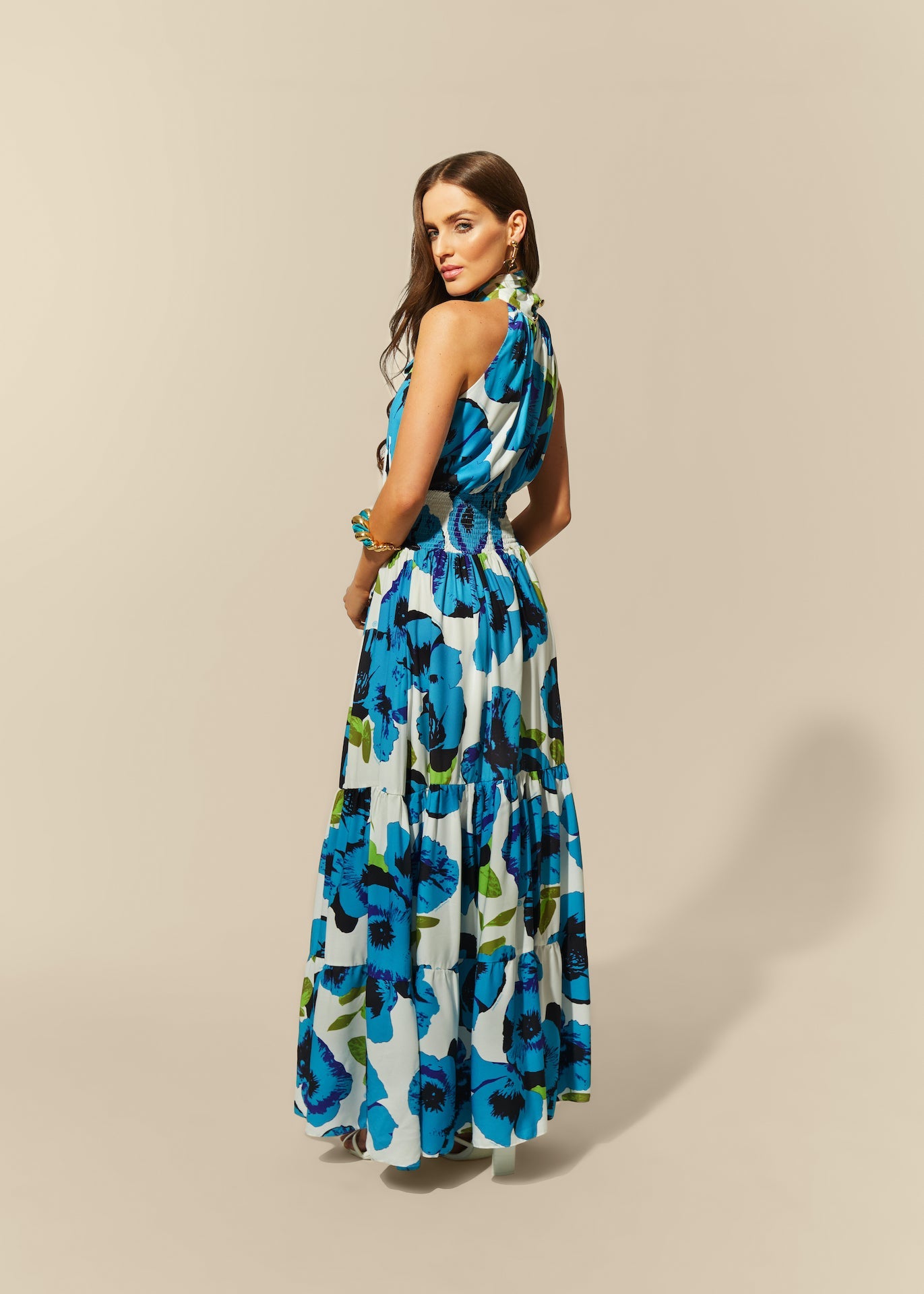Adrina Sleeveless Maxi Dress - Floral Blue