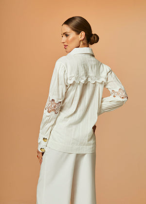 Fiora Lace Long Sleeve Blouse - OFF WHITE