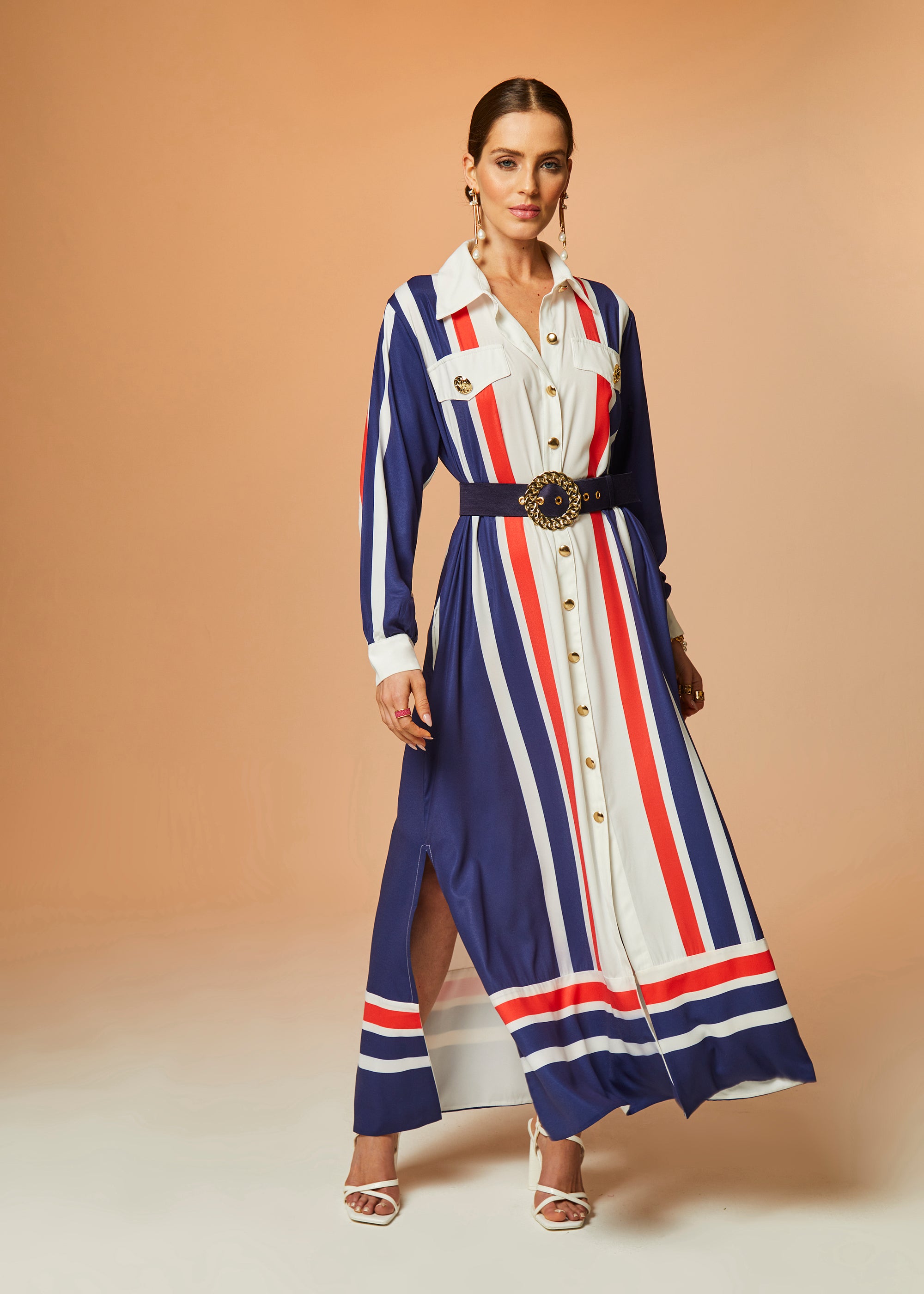 Zerlina Long Sleeve Maxi Dress - Navy