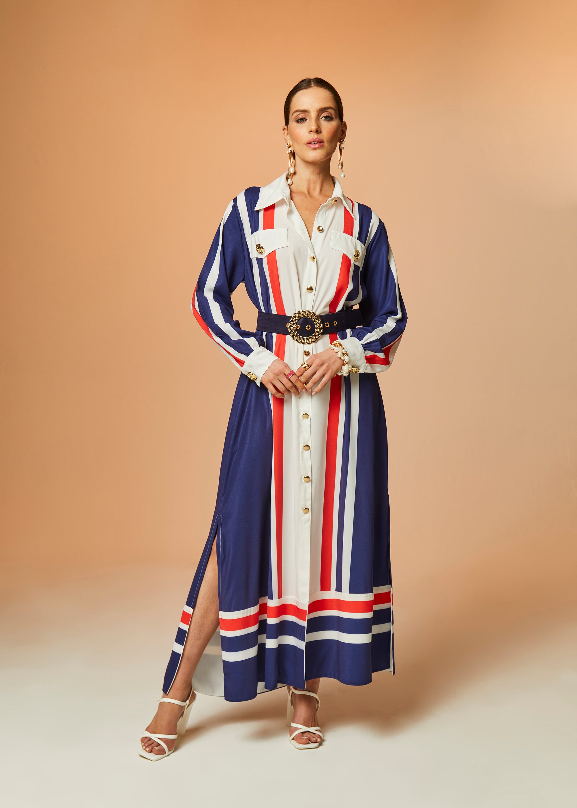 Zerlina Long Sleeve Maxi Dress - Navy
