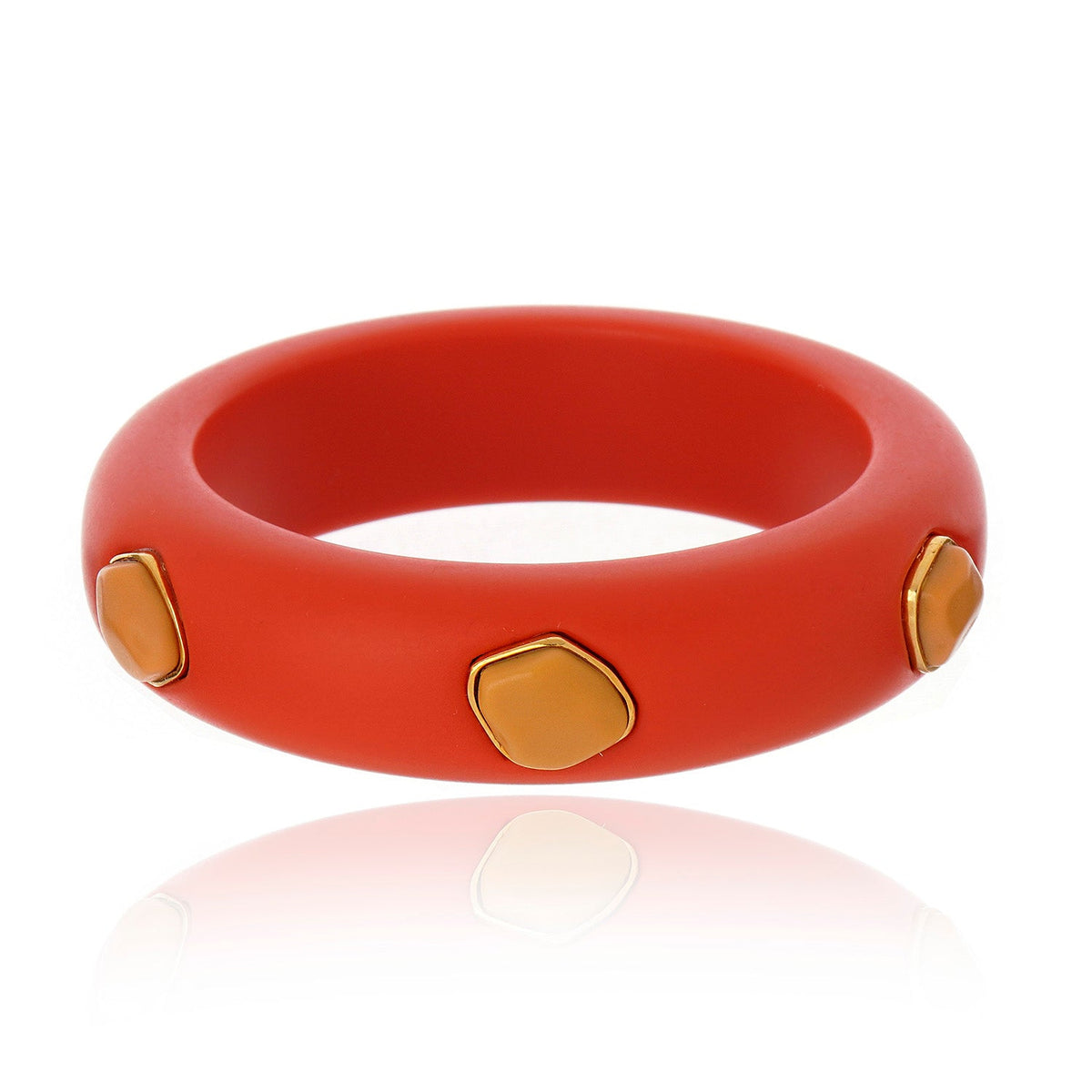 Multi Stone Resin Bangle - Coral and Beige