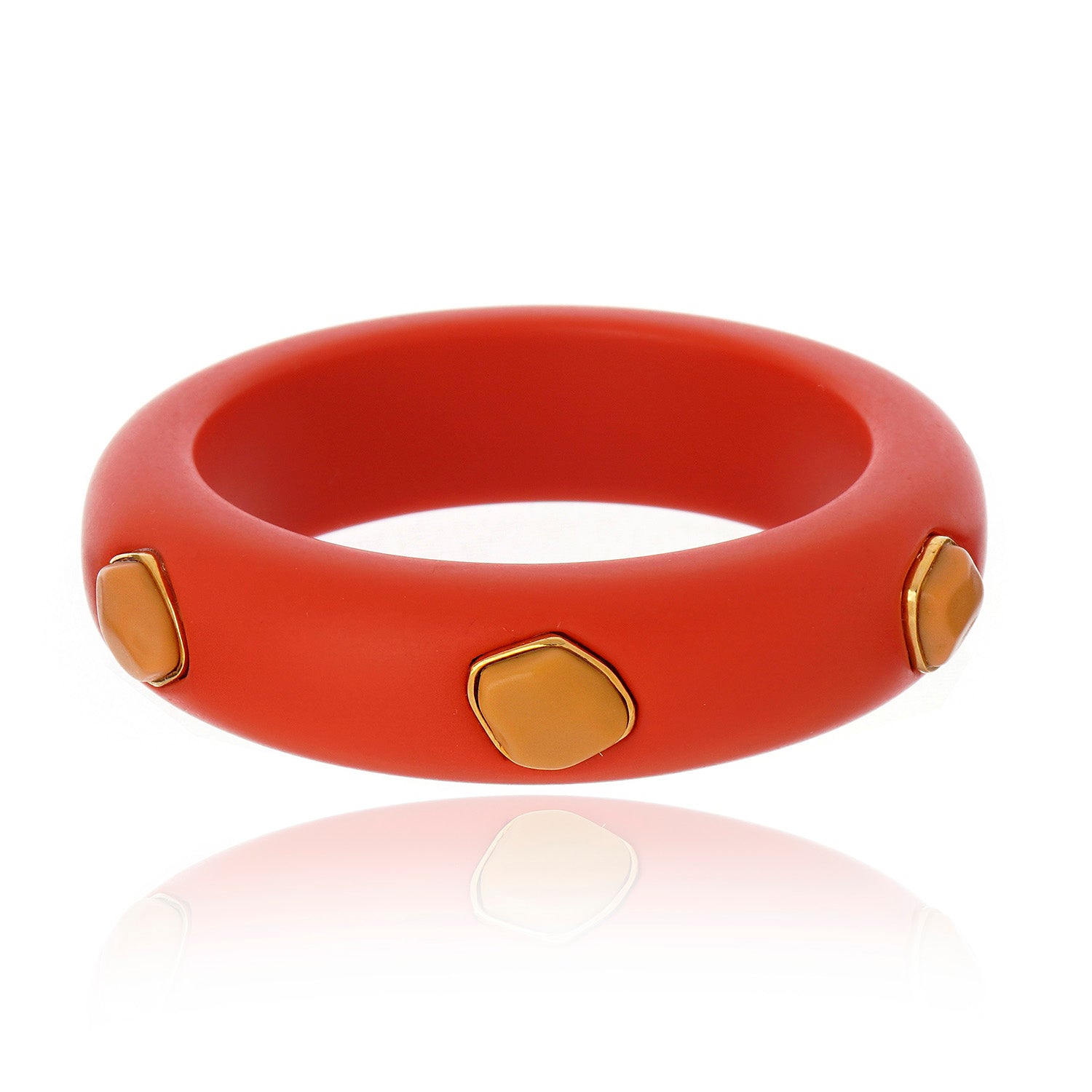 Multi Stone Resin Bangle - Coral and Beige