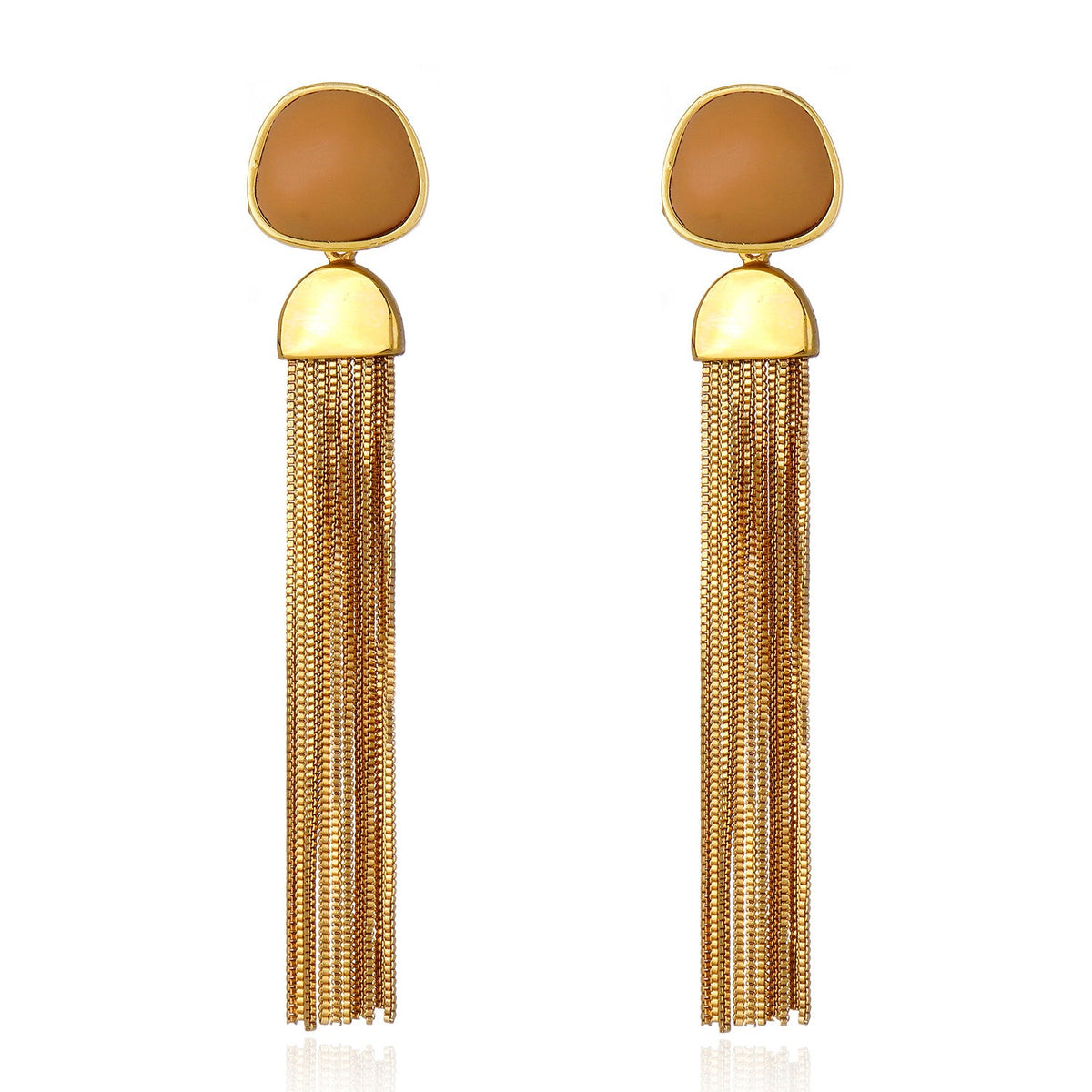 Resin Fringe Earring Beige