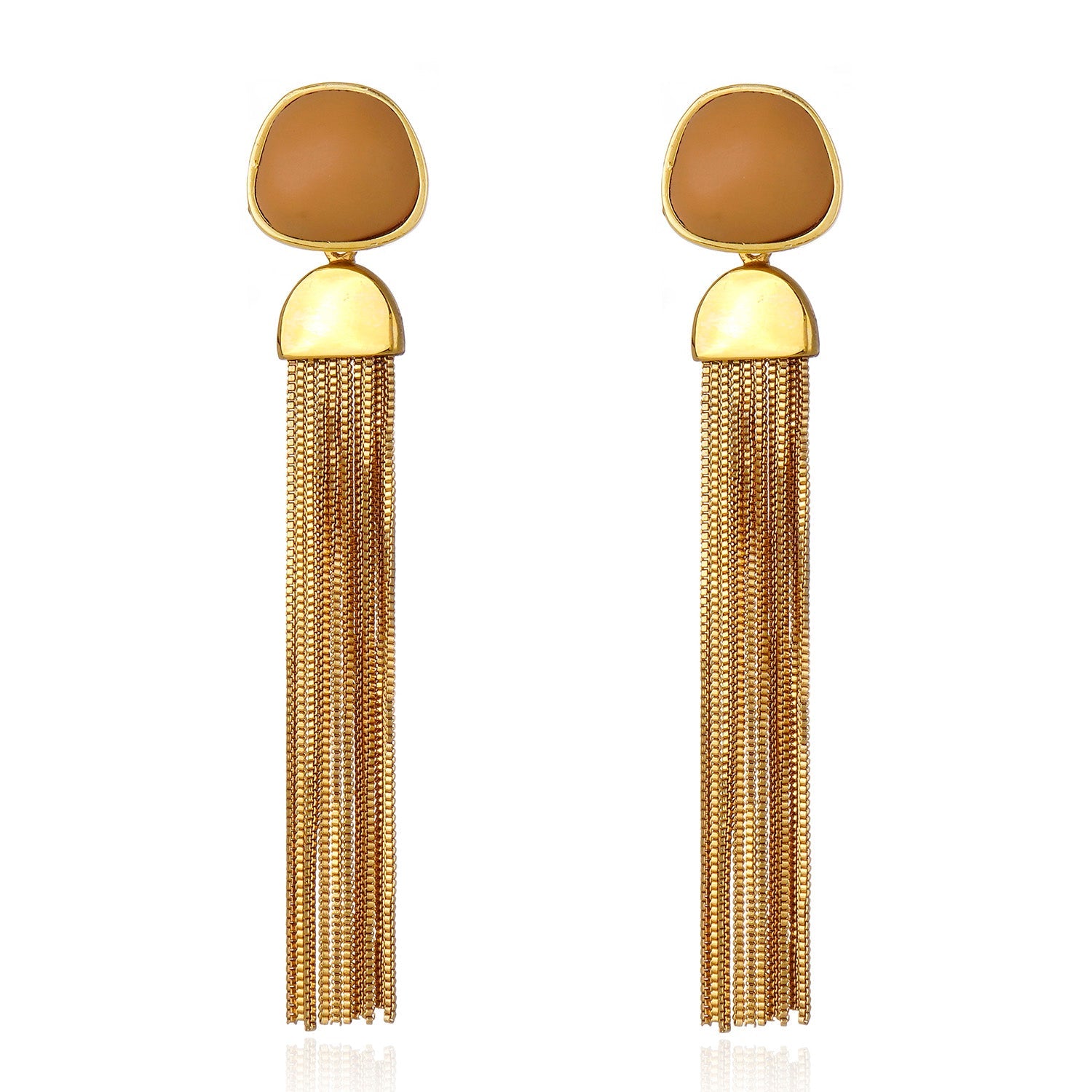 Resin Fringe Earring Beige