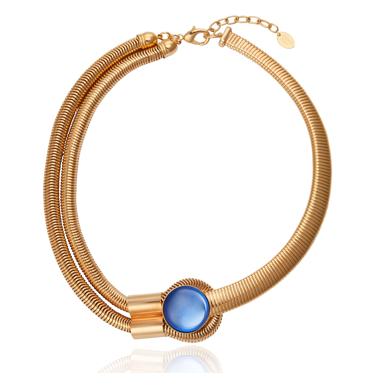 Bali Double Necklace - Blue Cabochon