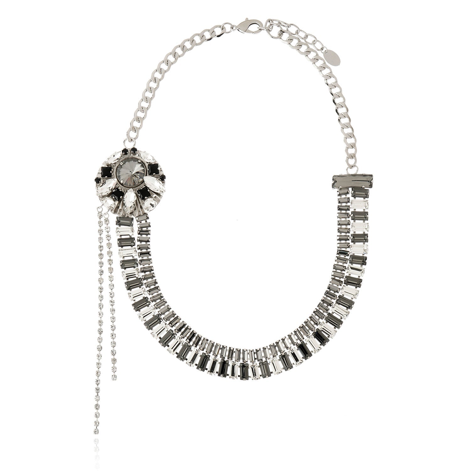 Alya Necklace - Black Diamond Silver