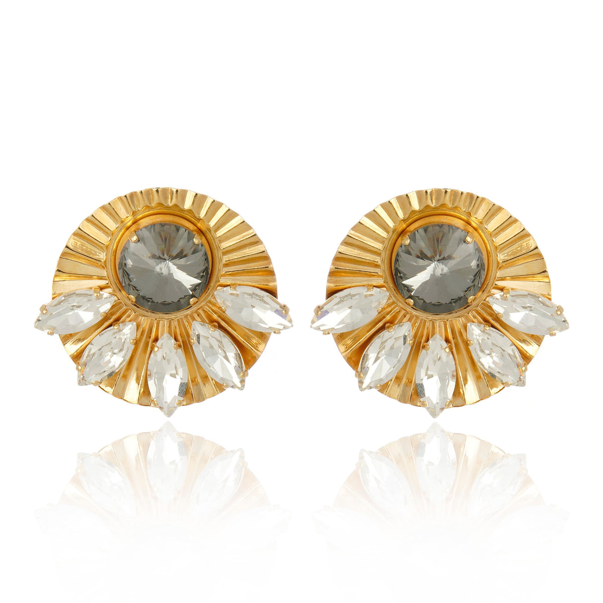 Alya Earring Crystal Black Diamond - Silver