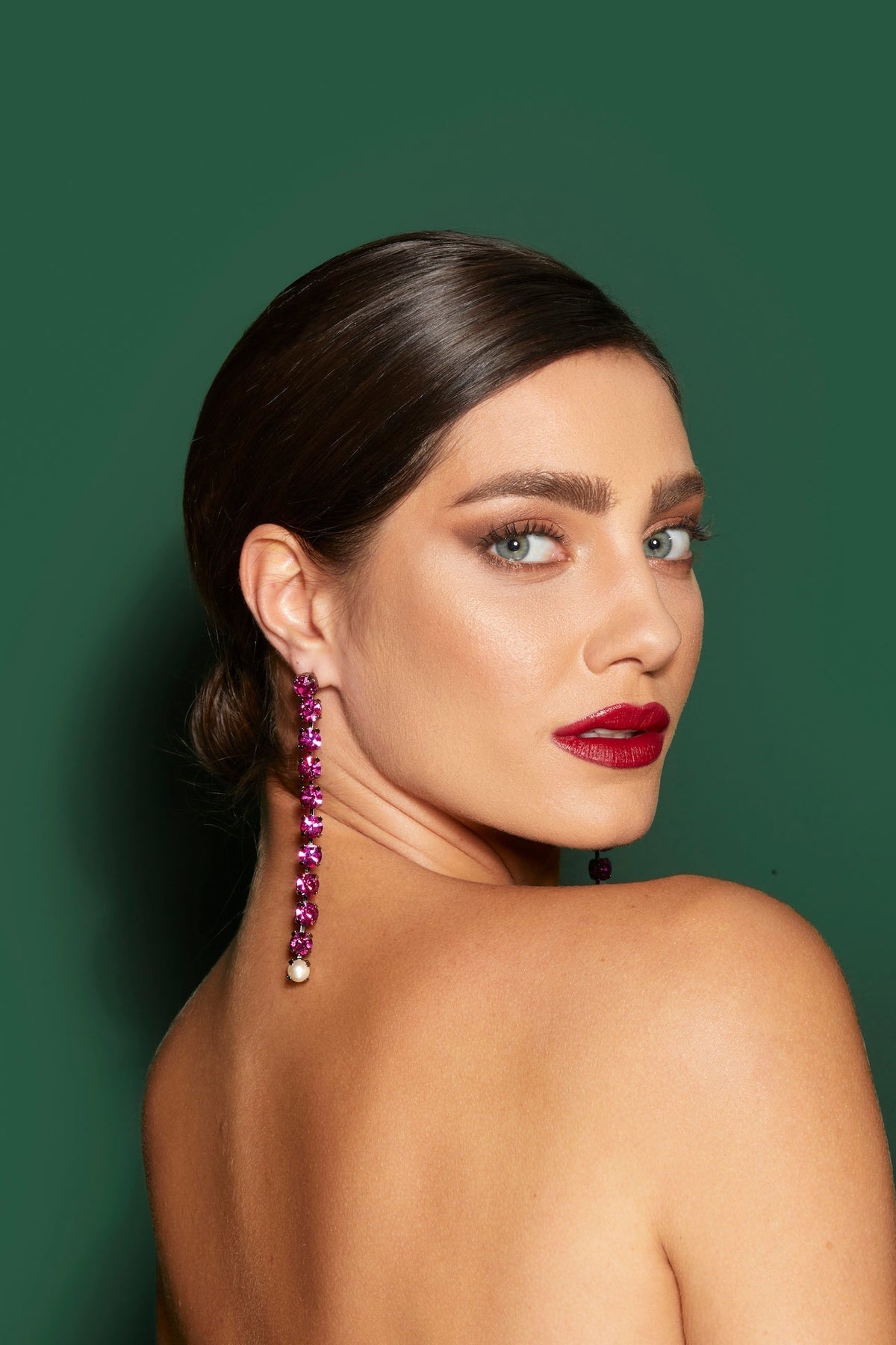 Dazzling Drop Earring Fuchsia