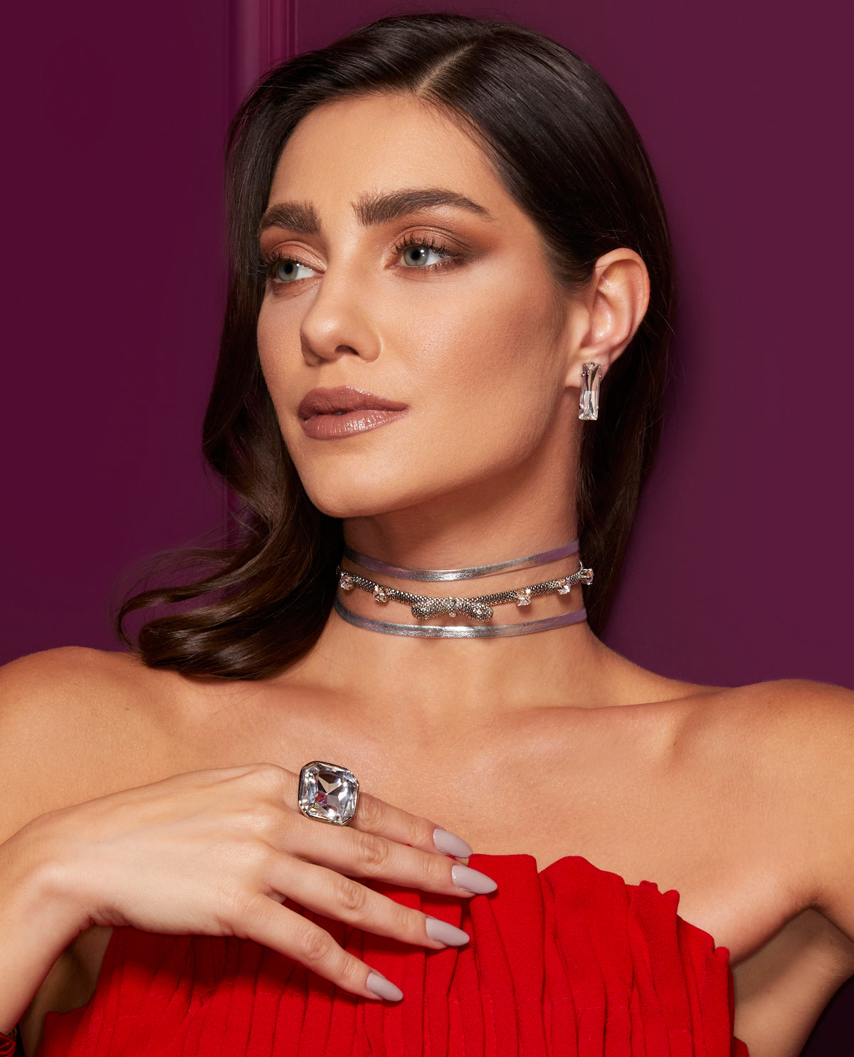 Grace Leather Choker Silver