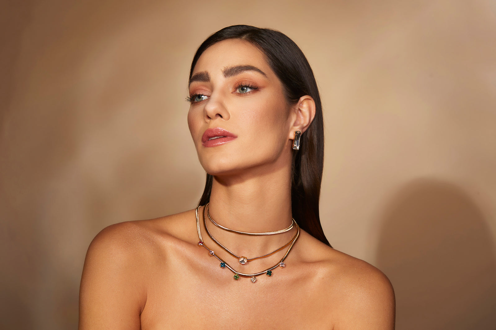 Round Gem Necklace Gold