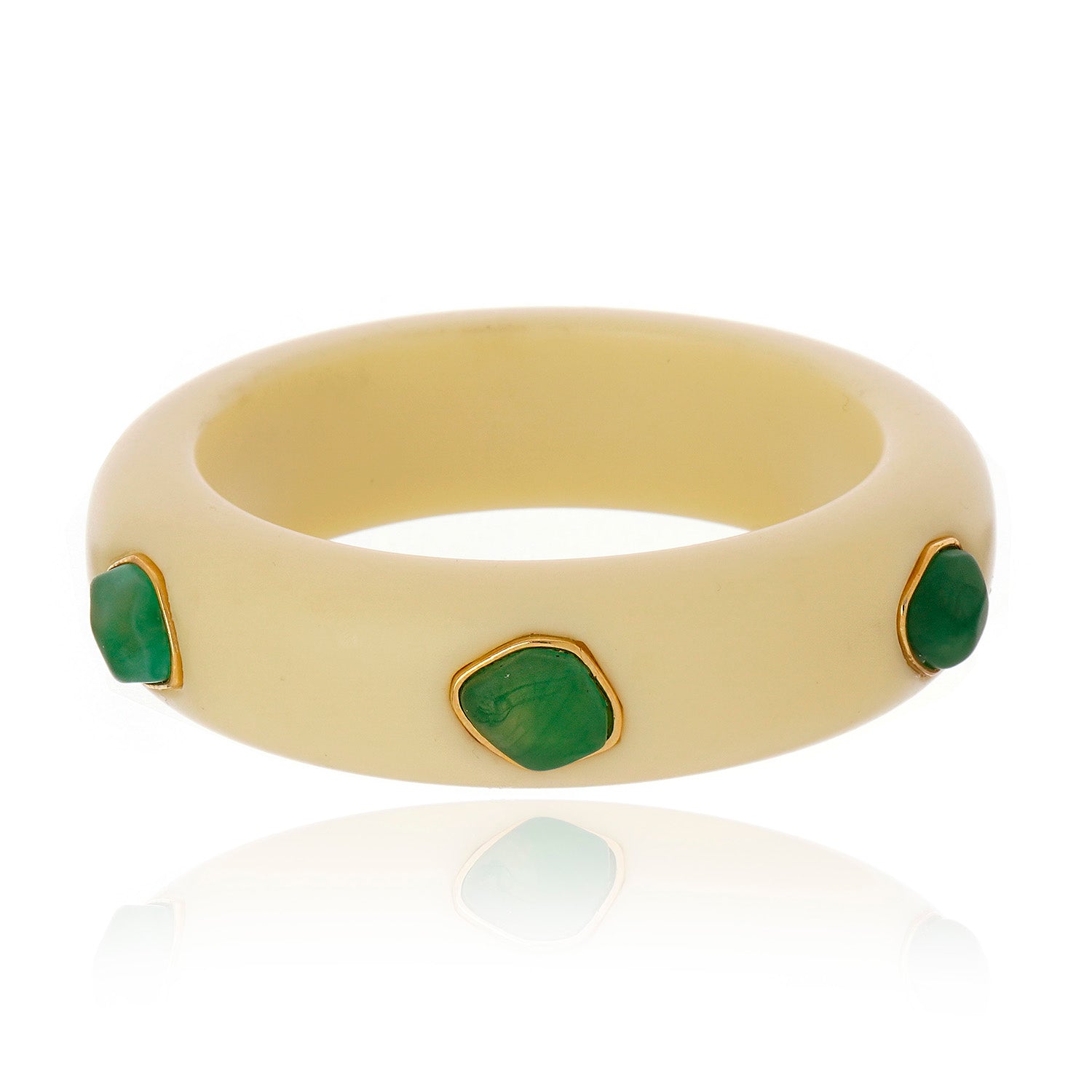 Multi Stone Resin Bangle - Green and Beige