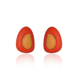 Resin Drop Stud - Coral and Beige
