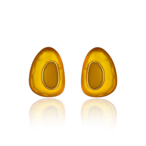 Resin Drop Stud Earring - Honey