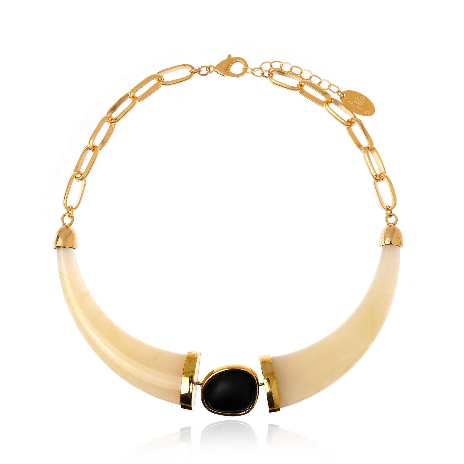 Horn Resin Necklace - Sand and Black