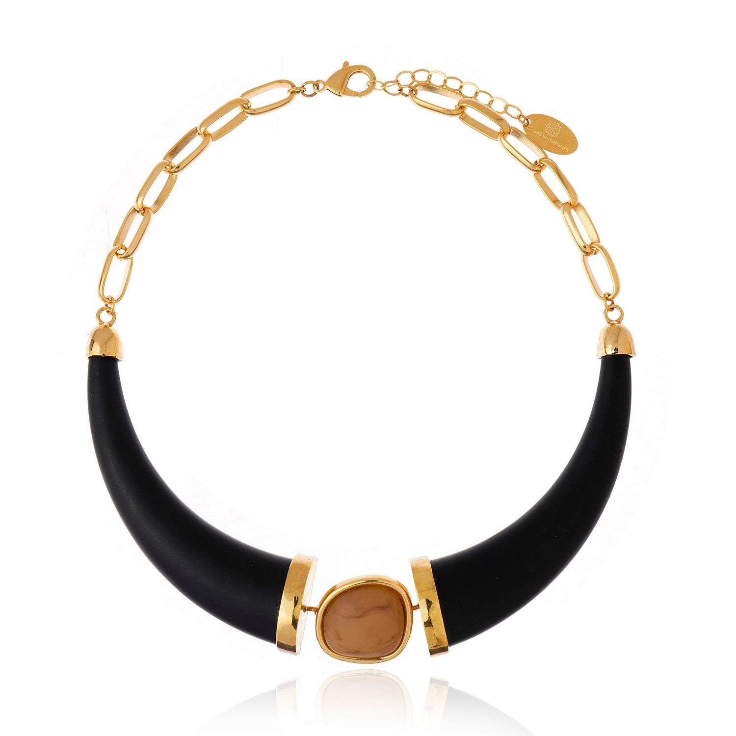 Horn Resin Necklace - Black and Beige