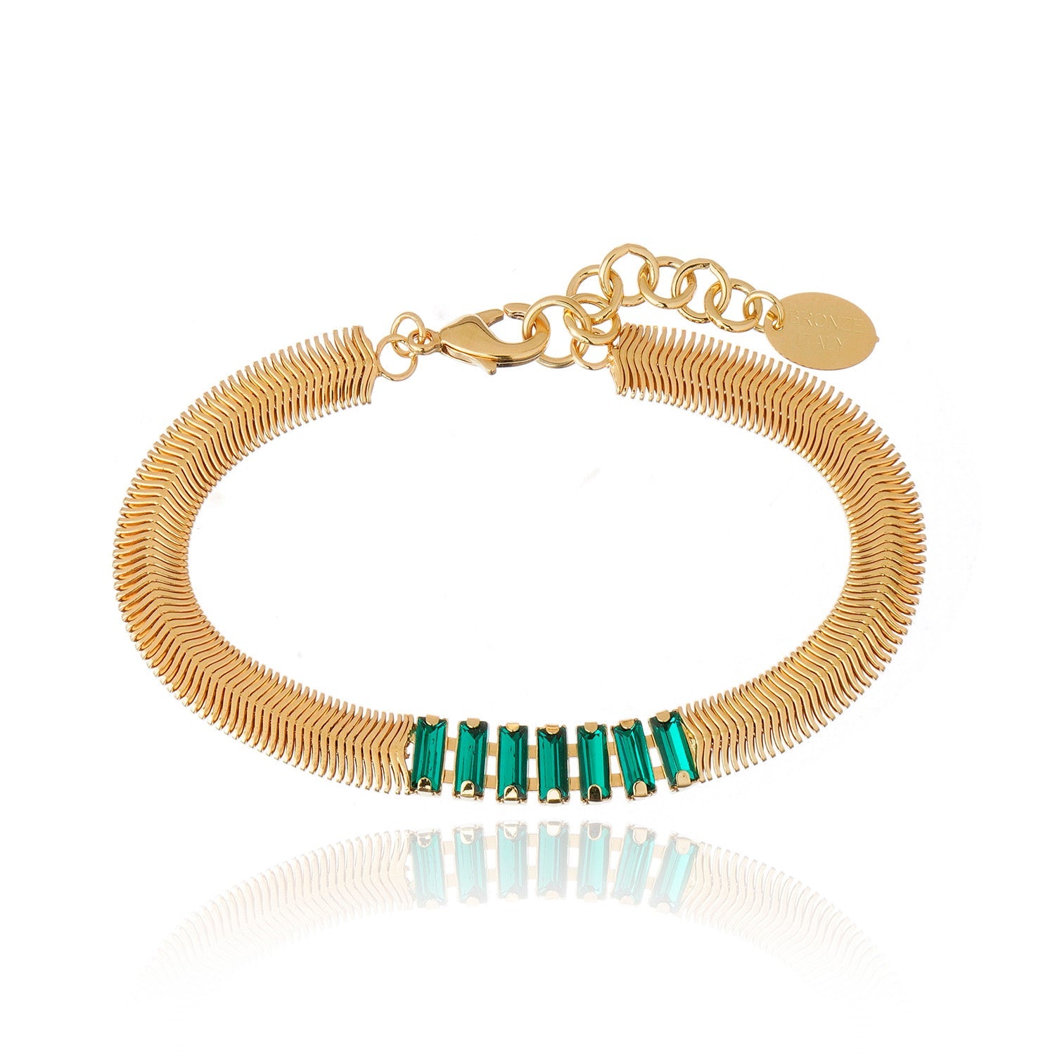 Elizabeth Crystal Bracelet - Emerald Gold