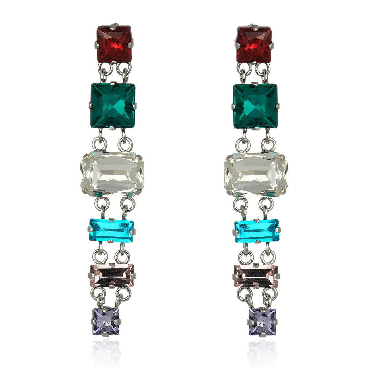 Ariana Drop Earrings - Multi Silver