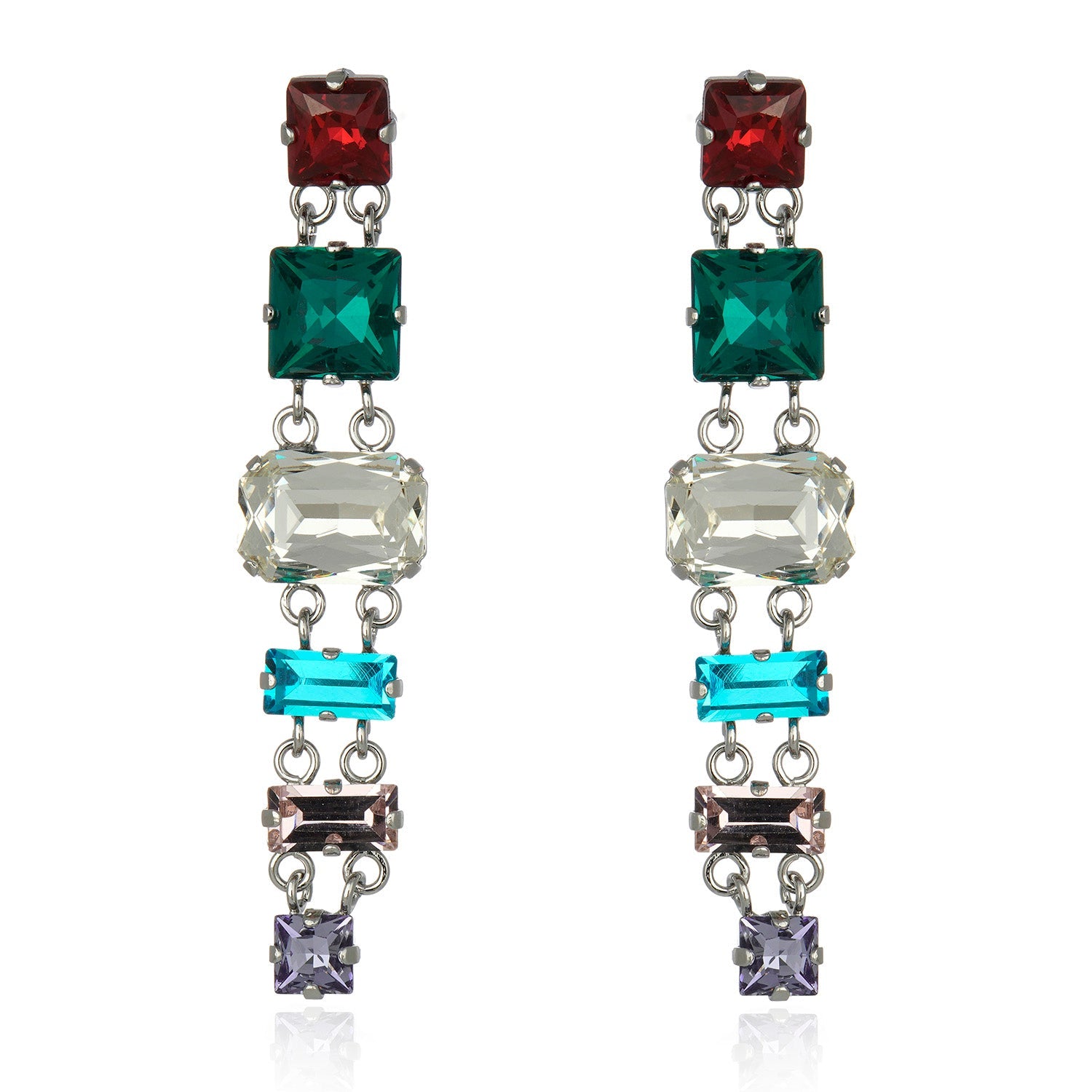 Ariana Drop Earrings - Multi Silver