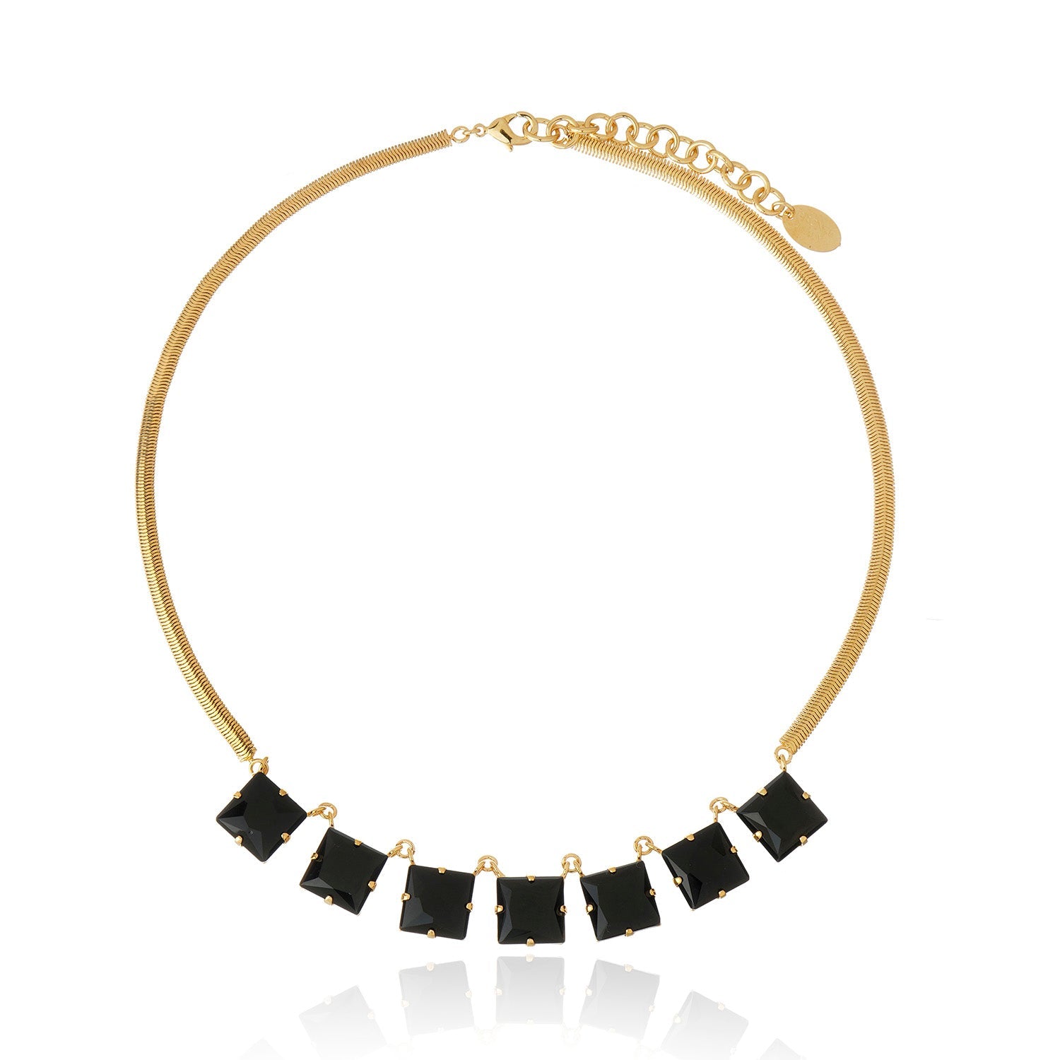 Emma Crystal Necklace - Black Gold