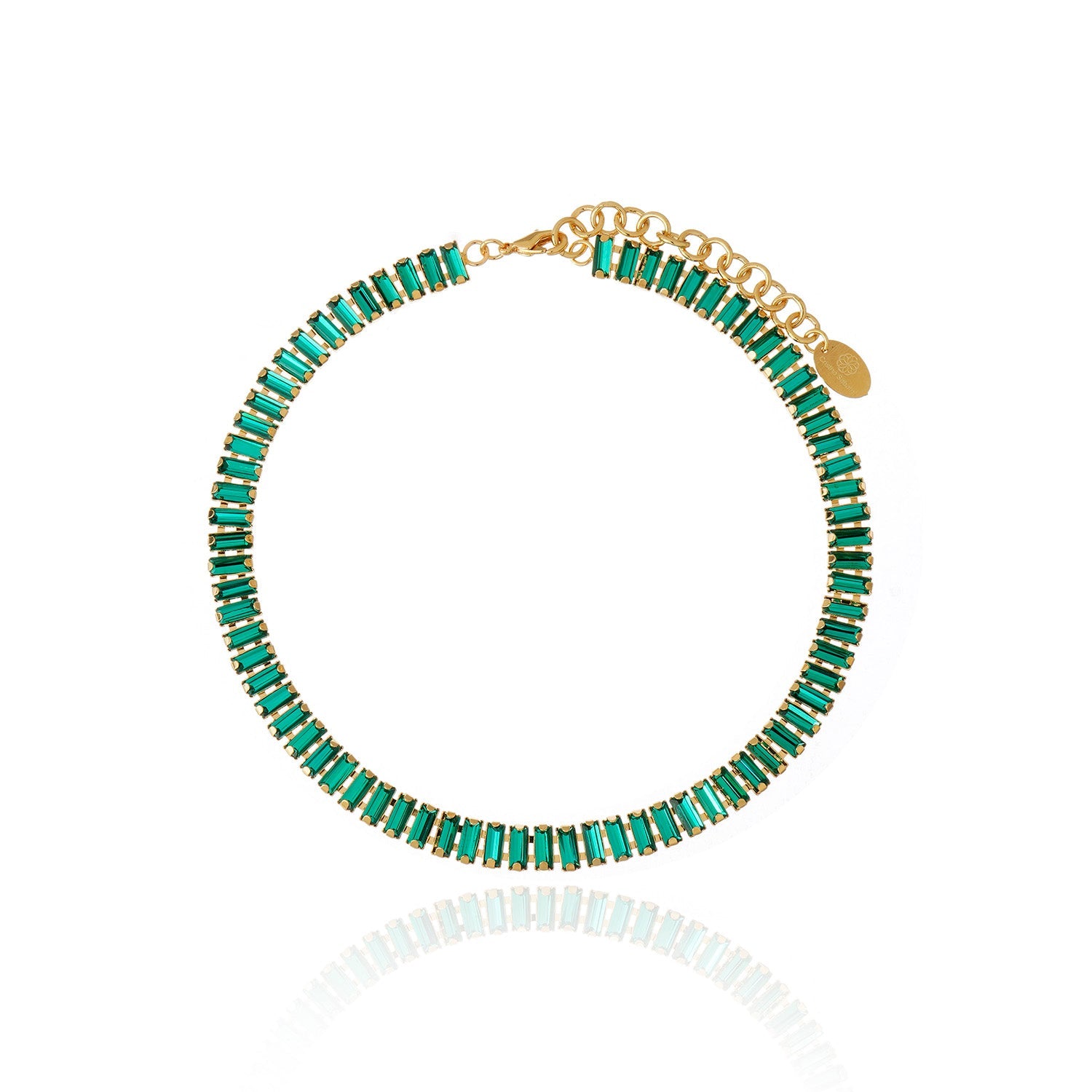 Erica Crystal Necklace - Emerald Gold
