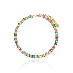 Erica Crystal Necklace - Multi Gold