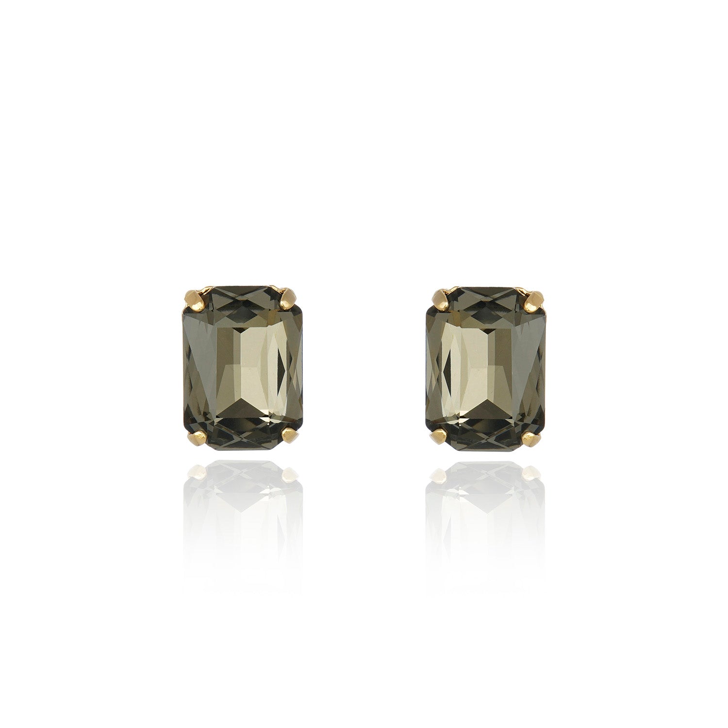 Valentina Crystal Stud - Black Diamond Gold