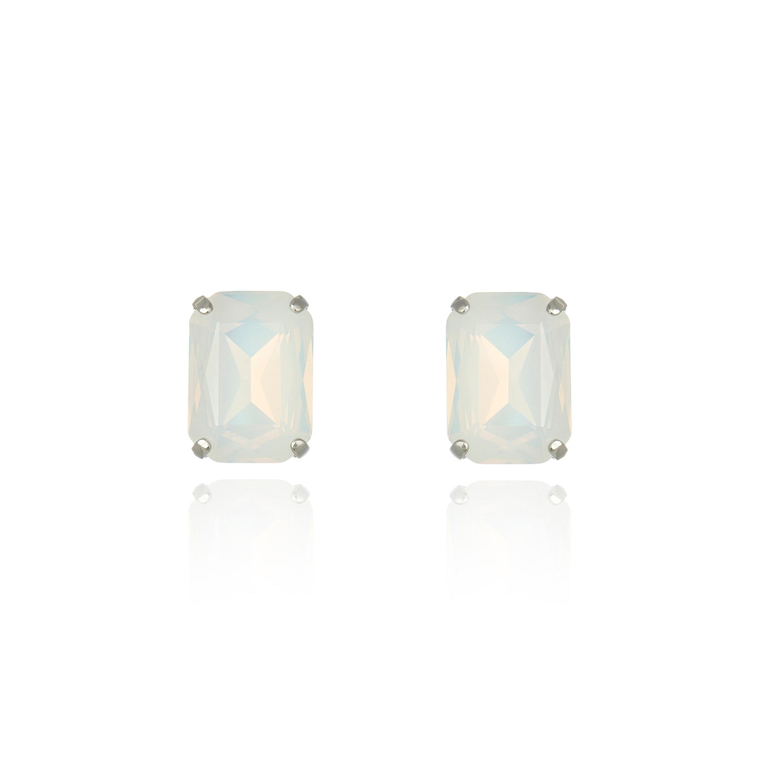 Valentina Crystal Stud - Moonstone Silver