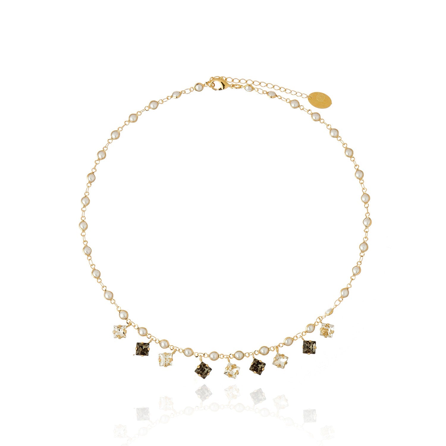 Alice Necklace - Crystal Black Diamond Gold