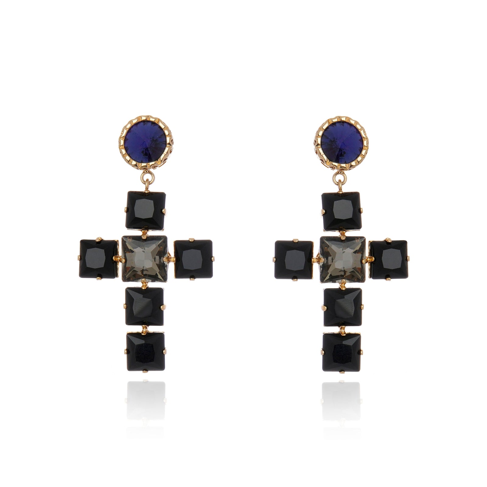 Divine Cross Earring Black Gold