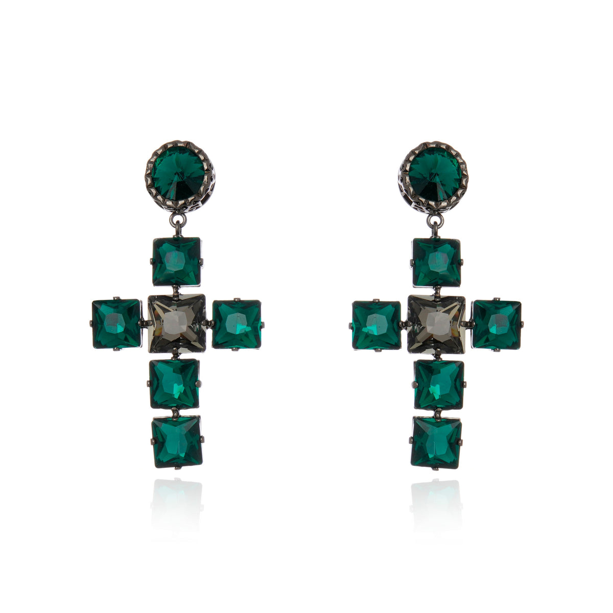 Divine Cross Earring Emerald