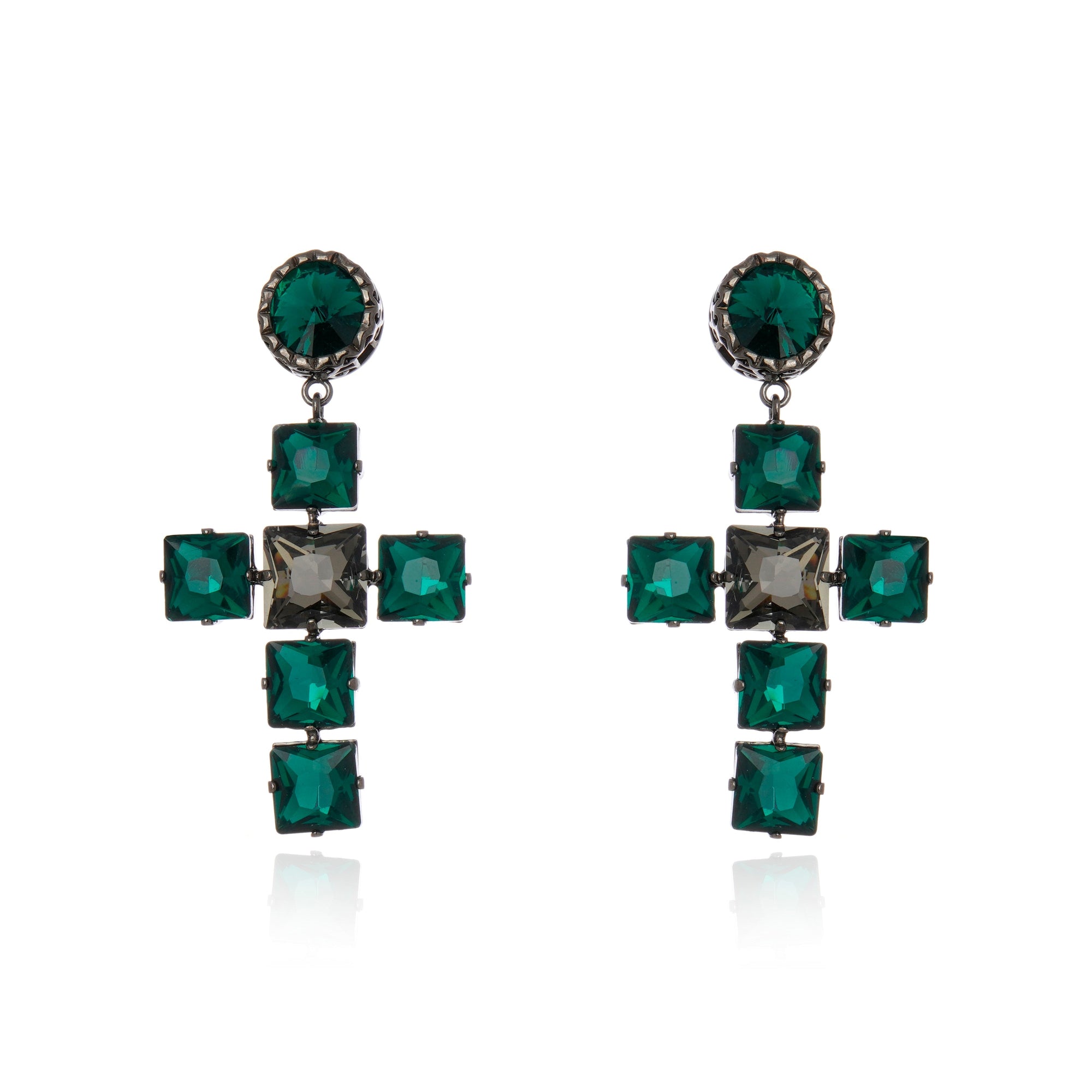 Divine Cross Earring Emerald