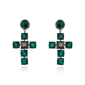 Divine Cross Earring Emerald