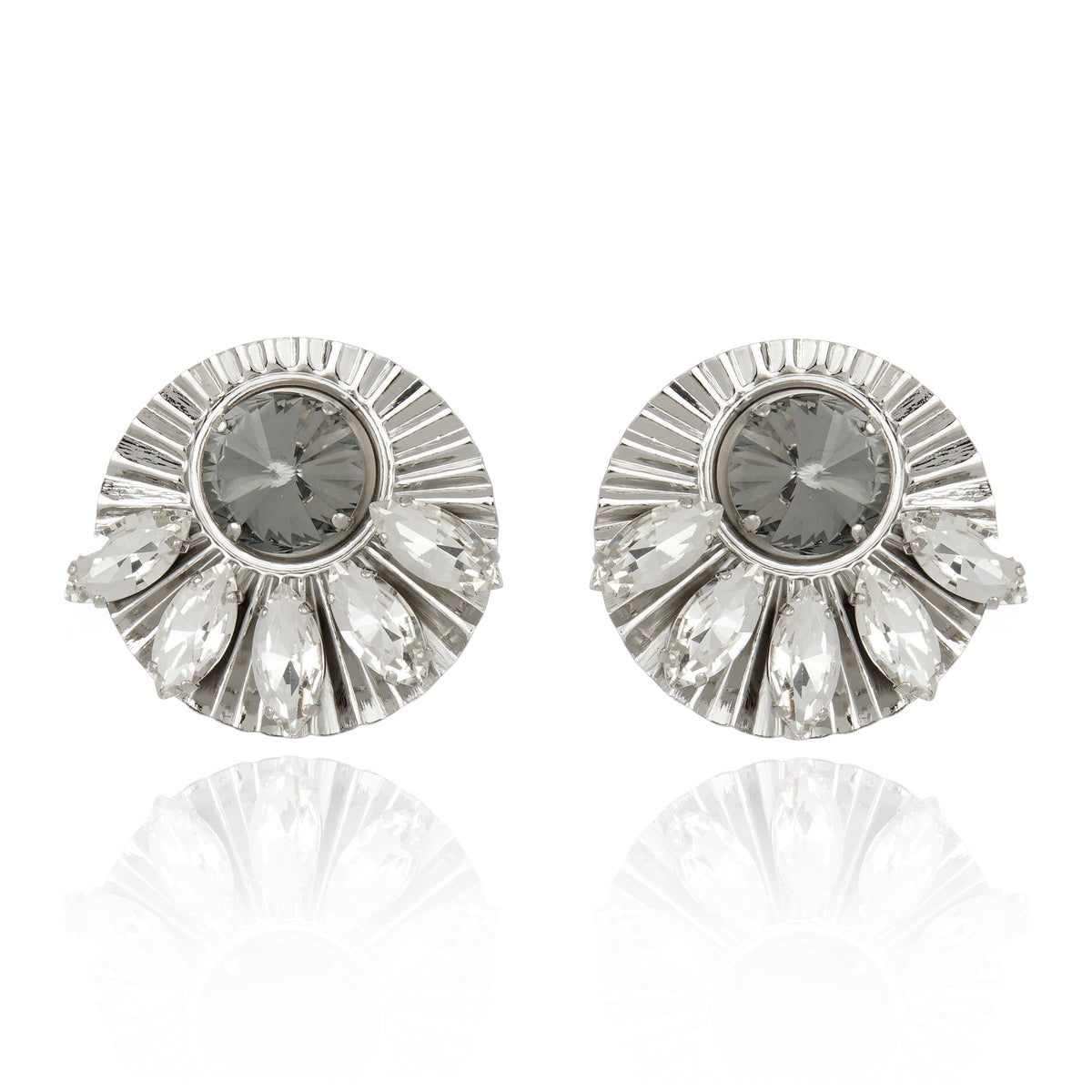 Alya Earring Crystal Black Diamond - Silver