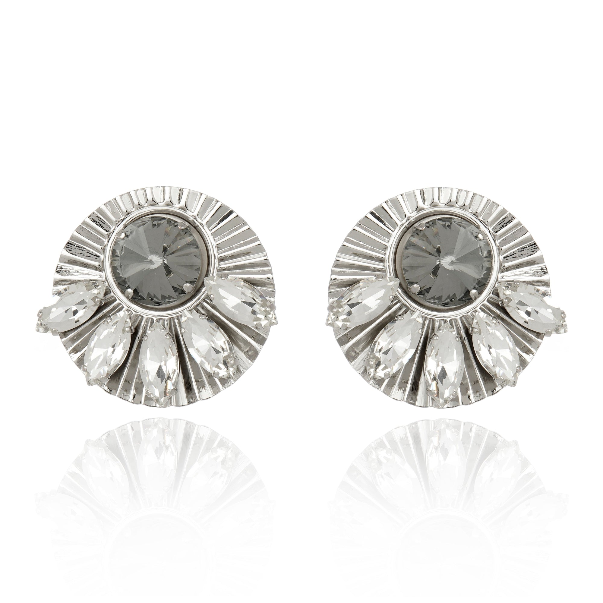Alya Earring Crystal Black Diamond - Silver