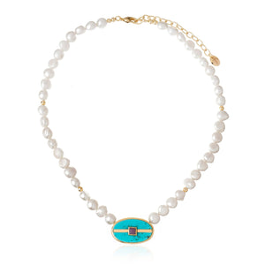Inspire Pearl Necklace Turquoise