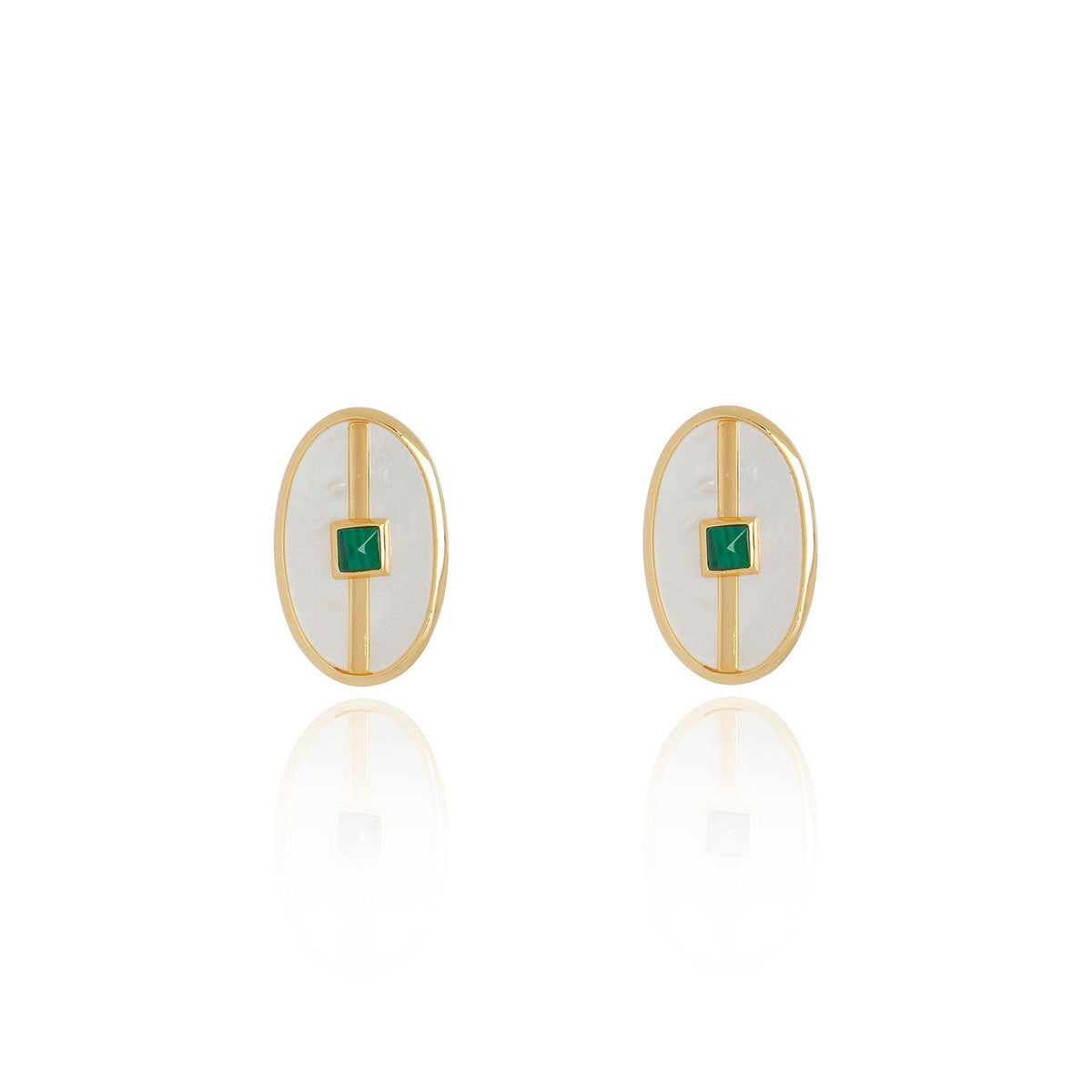 Inspire Earrings White Mother of Pearl &amp; Malachite