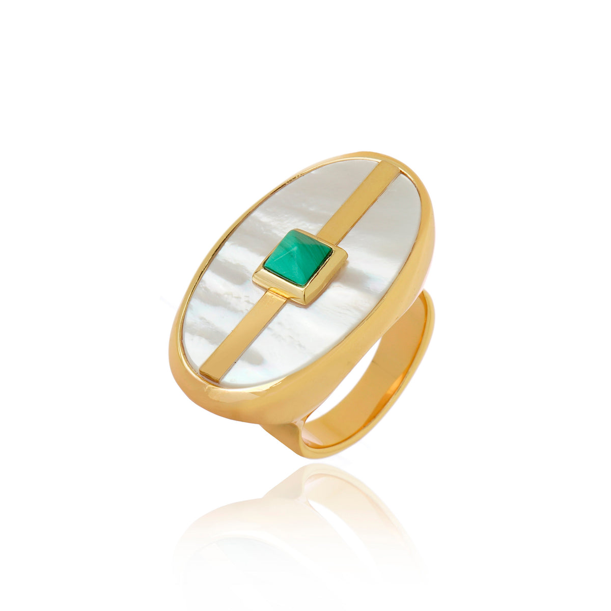 Inspire Ring White Mop. &amp; Malachite
