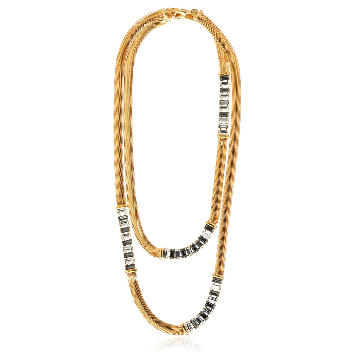 Master Chain Necklace Crystal Black Dimond 18K Gold Plated