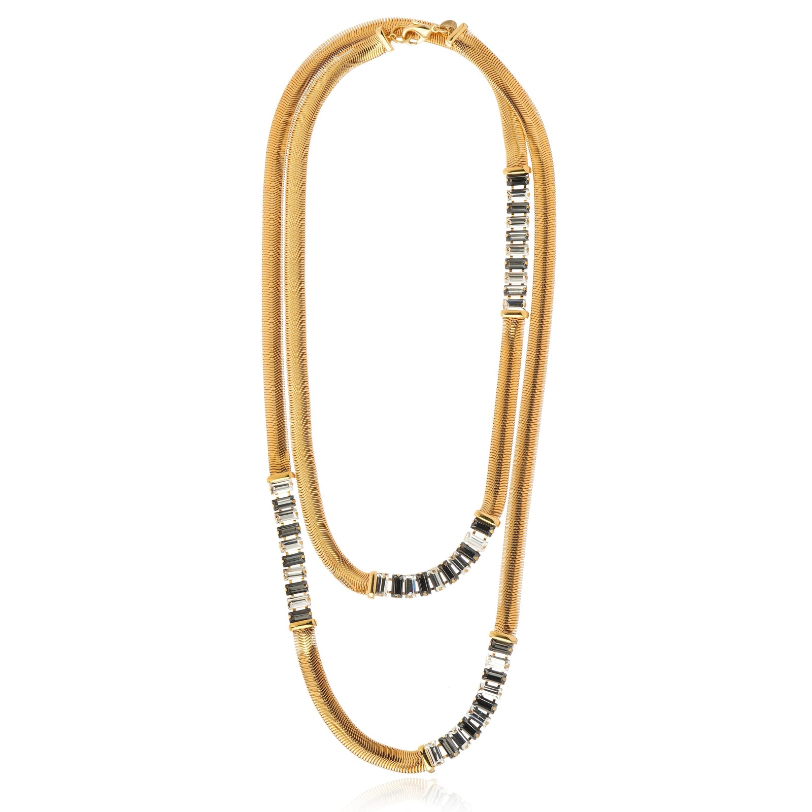 Master Chain Necklace Crystal Black Dimond 18K Gold Plated