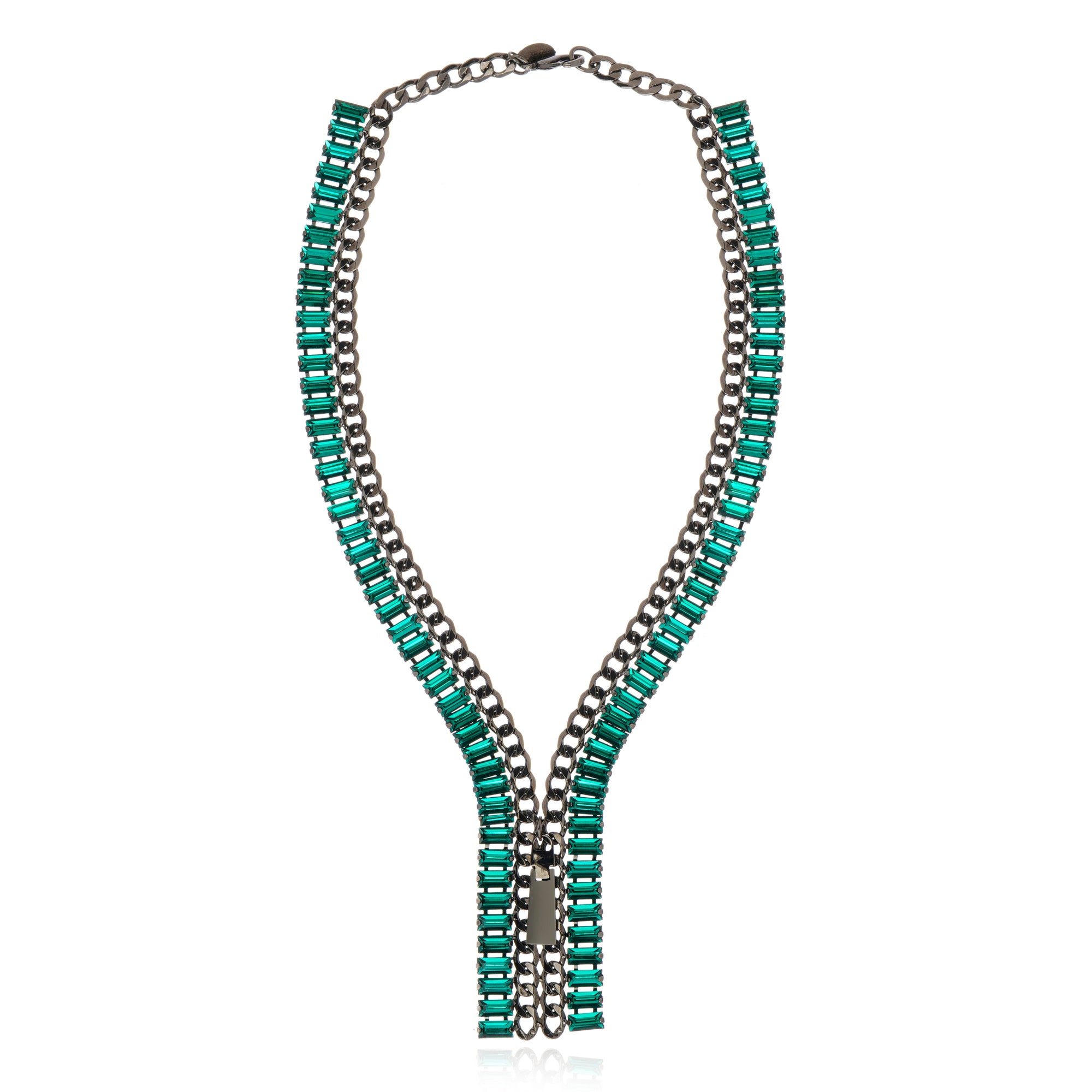 Noble Zipper Necklace Emerald