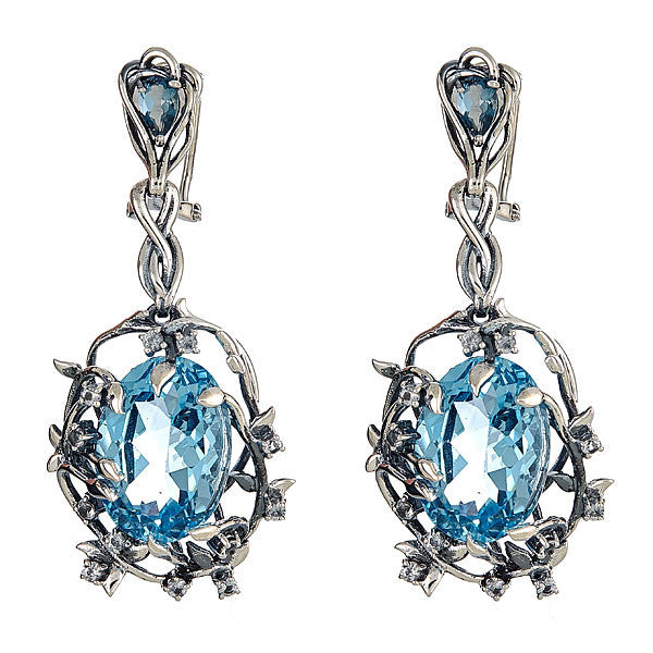 Iris Blossom Earrings - London Blue Topaz