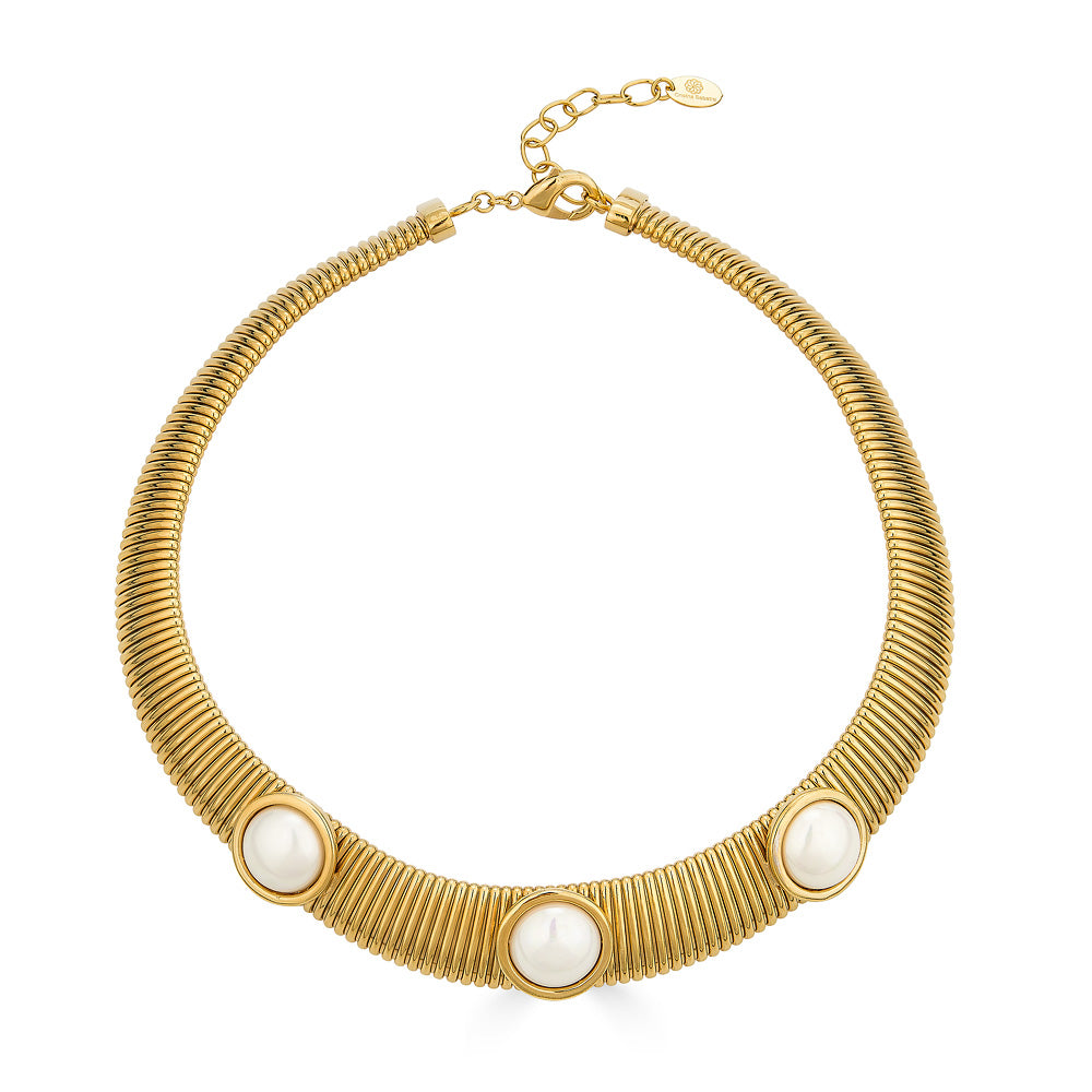 Gaby 3 Pearl Necklace - Gold