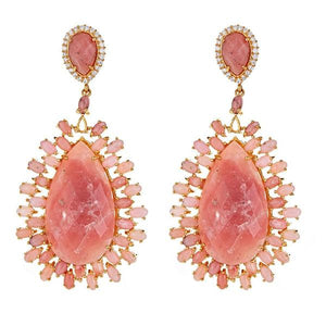 Draco Earrings - Pink Opal - 18K Gold Plated