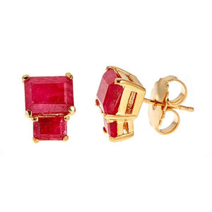 Lyra Earrings - Ruby - Gold Plated
