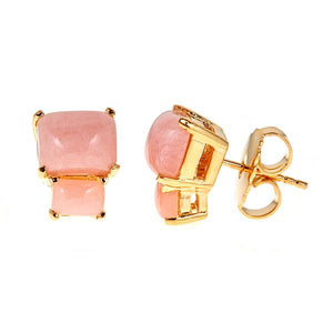 Lyra Earrings - Pink Opal - Gold Plated