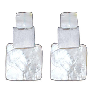 Box Stacked Earring - White Mop Gold