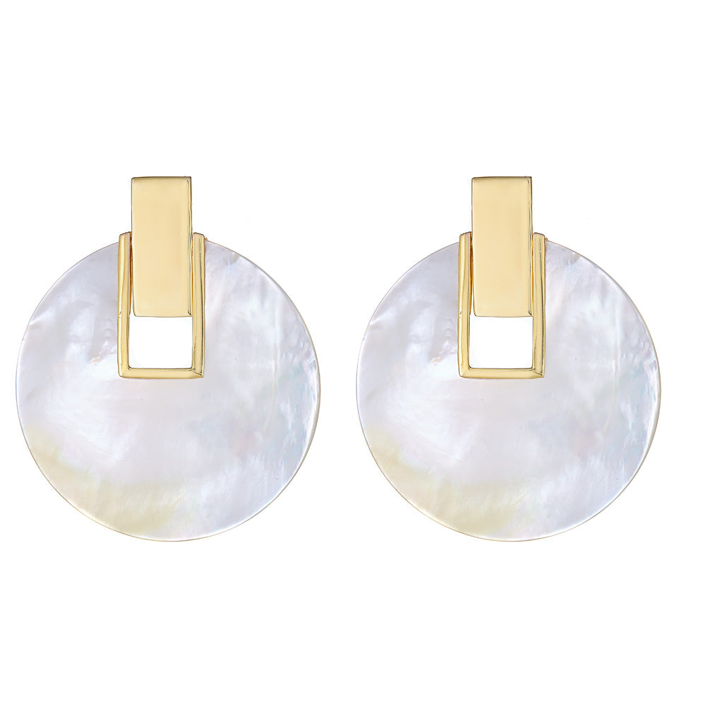 Charlotte Disc Earring - White Mother of Pearl