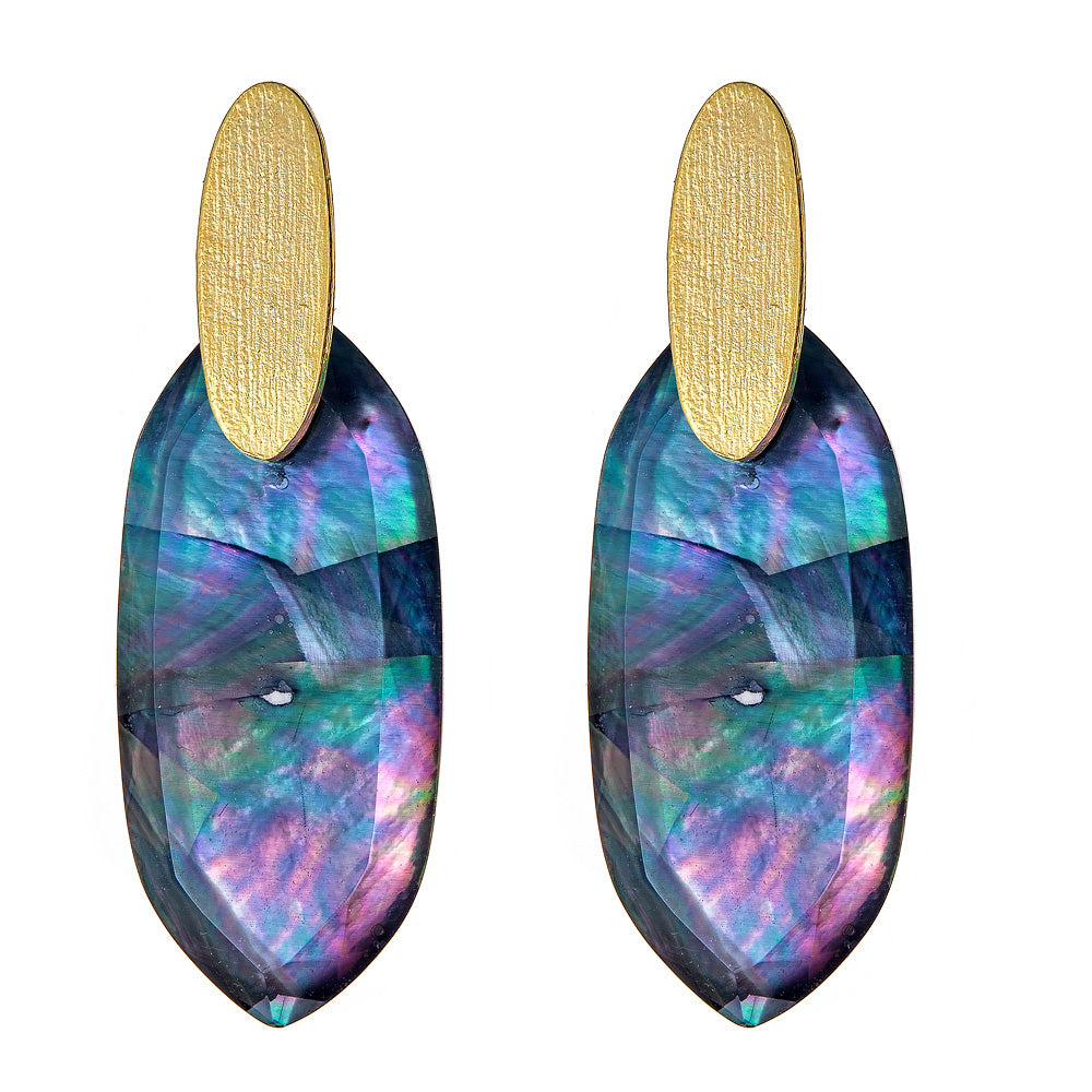 Naomi Drop Earring - Black Mother of Pearl