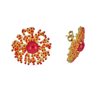 Coral Stone Earring - Red