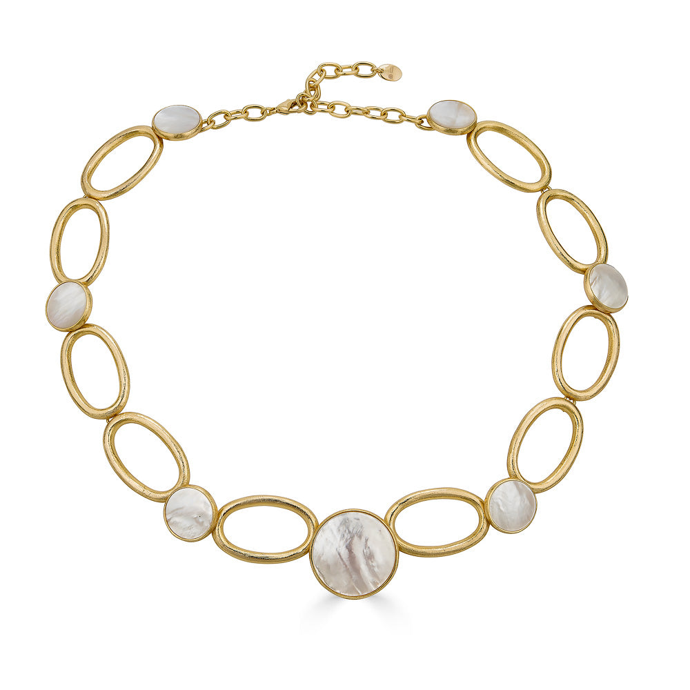 Maldives Necklace - White Mother of Pearl Gold